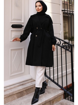 Black - Trench Coat - Benguen