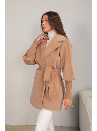 Beige - Coat - Melike Tatar