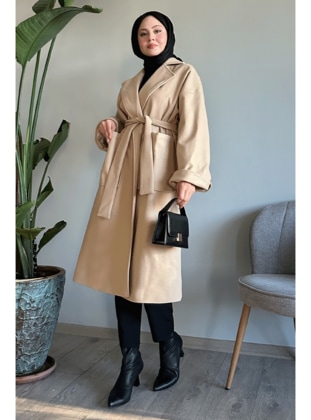 Beige - Coat - InStyle