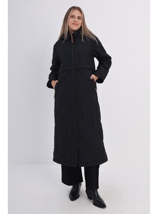 Black - Fully Lined - Hooded collar - Puffer Jackets - ALLDAY