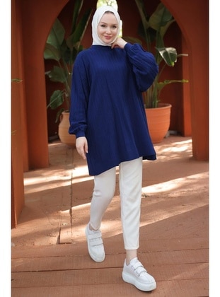 Navy Blue - Knit Tunics - Hafsa Mina