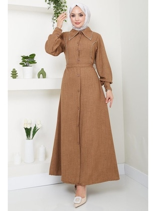 Brown - Modest Dress - Hafsa Mina