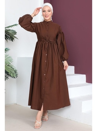 Brown - Modest Dress - Hafsa Mina