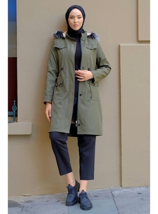 Khaki - Puffer Jackets - Hafsa Mina