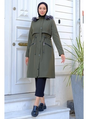 Khaki - Puffer Jackets - Hafsa Mina