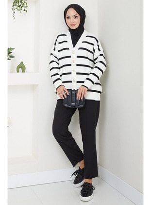 White - Knit Cardigan - Hafsa Mina