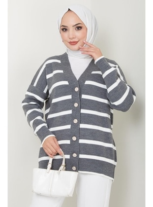 Smoke Color - Knit Cardigan - Hafsa Mina