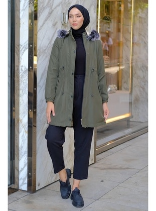 Khaki - Puffer Jackets - Hafsa Mina