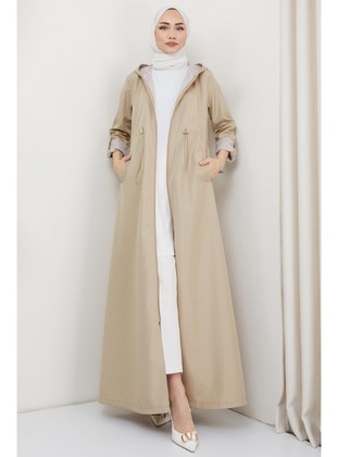 Beige - Trench Coat - Hafsa Mina