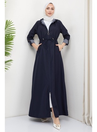 Navy Blue - Trench Coat - Hafsa Mina