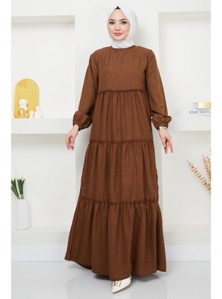 Brown - Modest Dress - Hafsa Mina