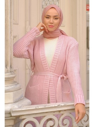 Powder Pink - Knit Cardigan - Hafsa Mina