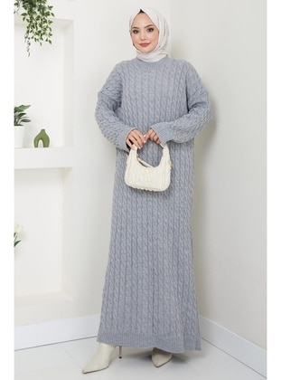 Grey - Modest Dress - Hafsa Mina