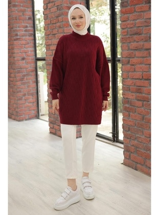 Burgundy - Knit Tunics - Hafsa Mina