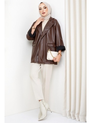 Brown - Jacket - Hafsa Mina