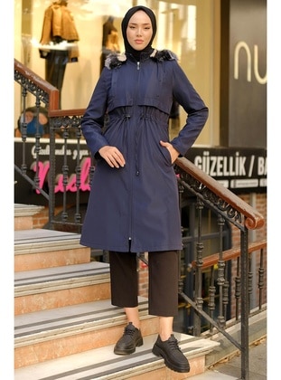 Navy Blue - Puffer Jackets - Hafsa Mina