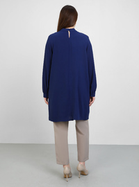 Plus Size Stone Detail Tunic Navy Blue