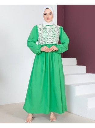 Green - Modest Dress - Benguen