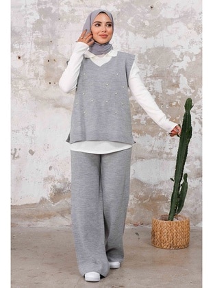 Grey - Knit Suits - Bestenur