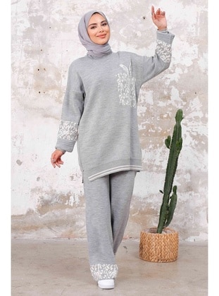 Grey - Knit Suits - Bestenur