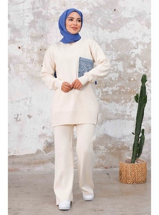 Ecru - Knit Suits - Bestenur