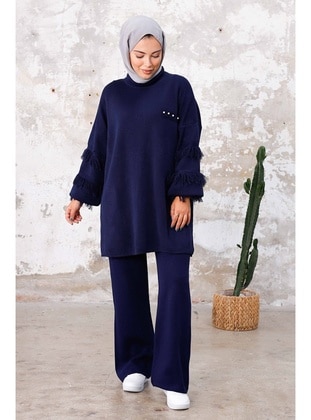 Navy Blue - Knit Suits - Bestenur