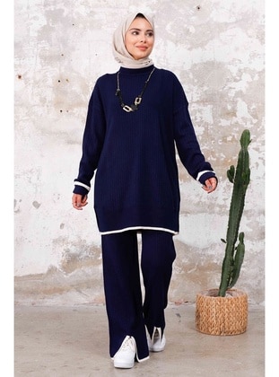 Navy Blue - Knit Suits - Bestenur