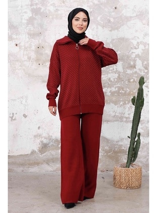 Burgundy - Knit Suits - Bestenur