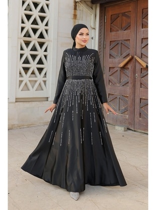 Black - Modest Evening Dress - Hakimoda