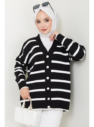 Black - Knit Cardigan - Hafsa Mina