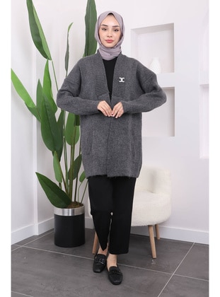 Anthracite - Knit Cardigan - İmaj Butik