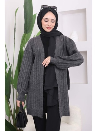 Anthracite - Knit Cardigan - İmaj Butik