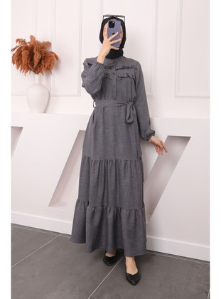 Anthracite - Unlined - Modest Dress - İmaj Butik