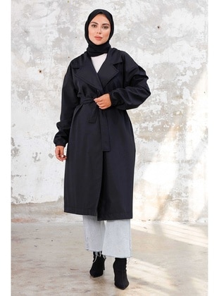 Black - Trench Coat - Bestenur