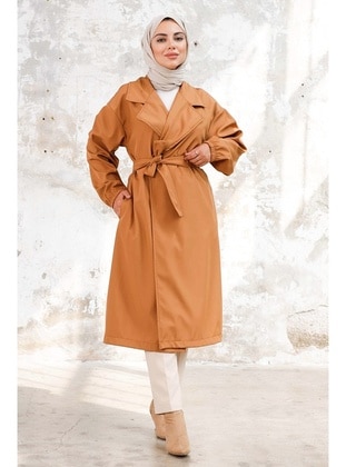 Tan - Trench Coat - Bestenur