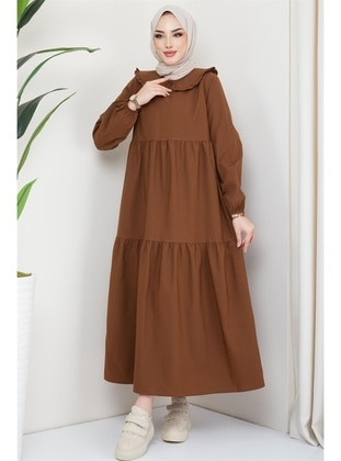 Brown - Modest Dress - Hafsa Mina