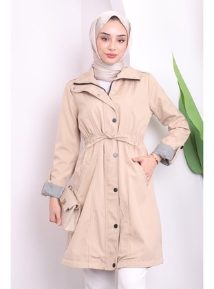 Beige - Fully Lined - Trench Coat - İmaj Butik