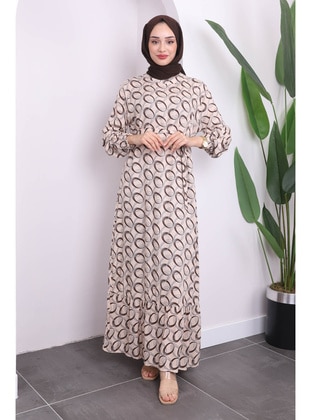 Beige - Unlined - Modest Dress - İmaj Butik