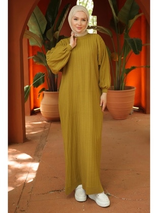 Olive Green - Modest Dress - Hafsa Mina