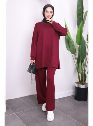 Burgundy - Unlined - Suit - İmaj Butik