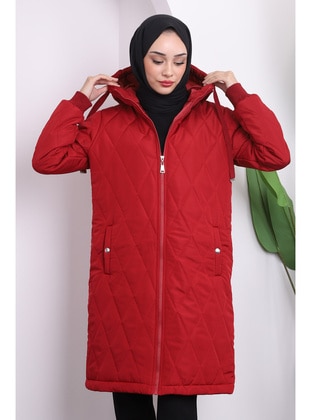 Burgundy - Fully Lined - Puffer Jackets - İmaj Butik