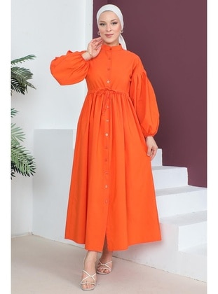 Orange - Modest Dress - Hafsa Mina