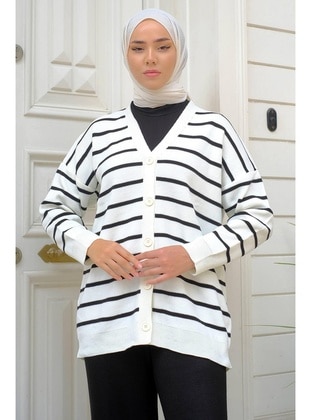 White - Knit Cardigan - Hafsa Mina