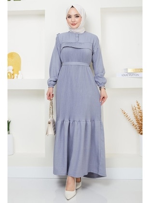 Grey - Modest Dress - Hafsa Mina