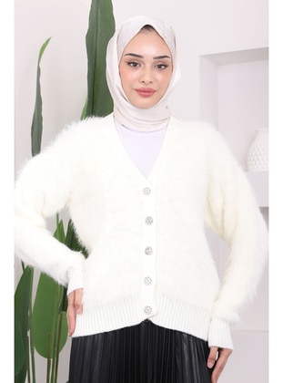 Ecru - Knit Cardigan - İmaj Butik