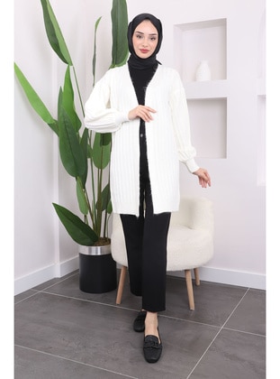 Ecru - Knit Cardigan - İmaj Butik