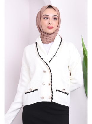 Ecru - Knit Cardigan - İmaj Butik