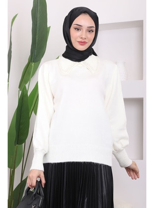 Ecru - Knit Sweaters - İmaj Butik