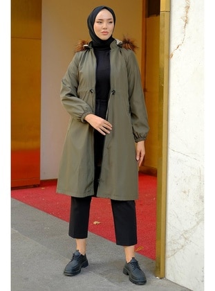 Khaki - Puffer Jackets - Hafsa Mina