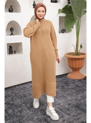 Camel - Knit Tunics - Hafsa Mina